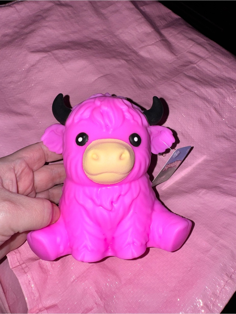 Target Pink Highland Cow Squishy Plush Toy with Yellow Snout